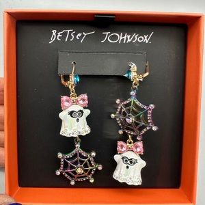 Betsey Johnson Halloween 2023 Ghost and Spiderweb Glow in the Dark Earrings